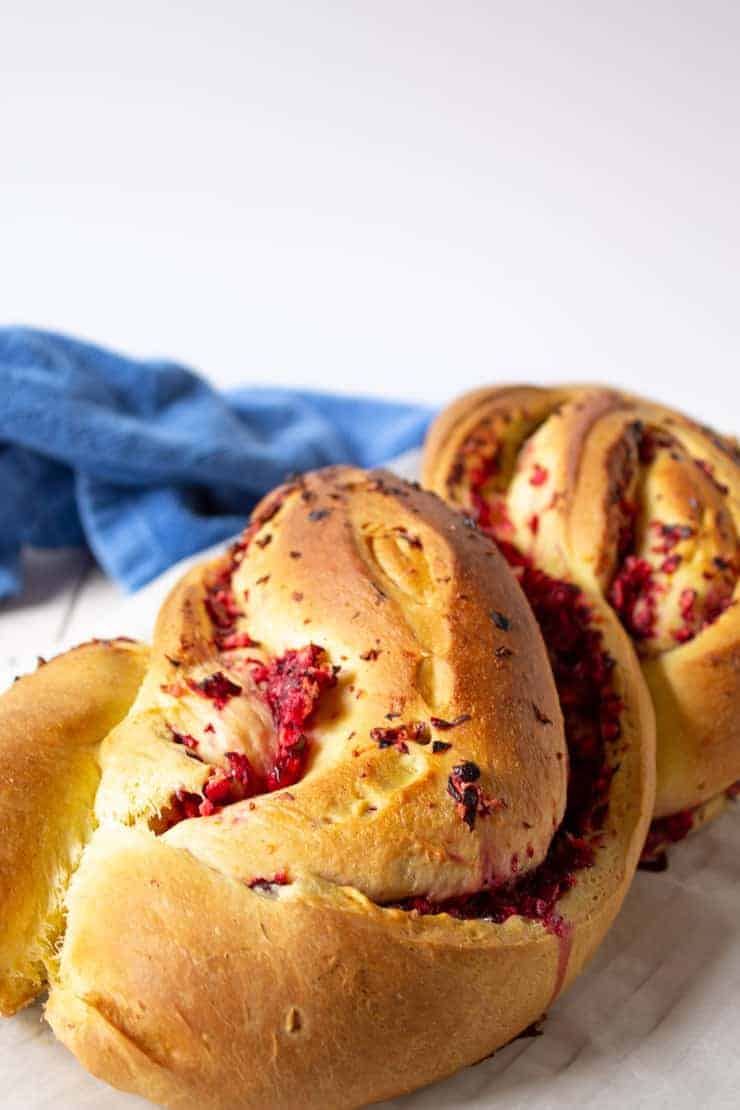 A full loaf of Cranberry Twist Bread.