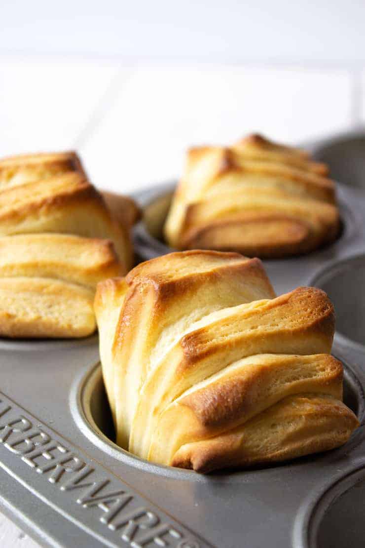 Fan Shaped Rolls in a cupcake pan.