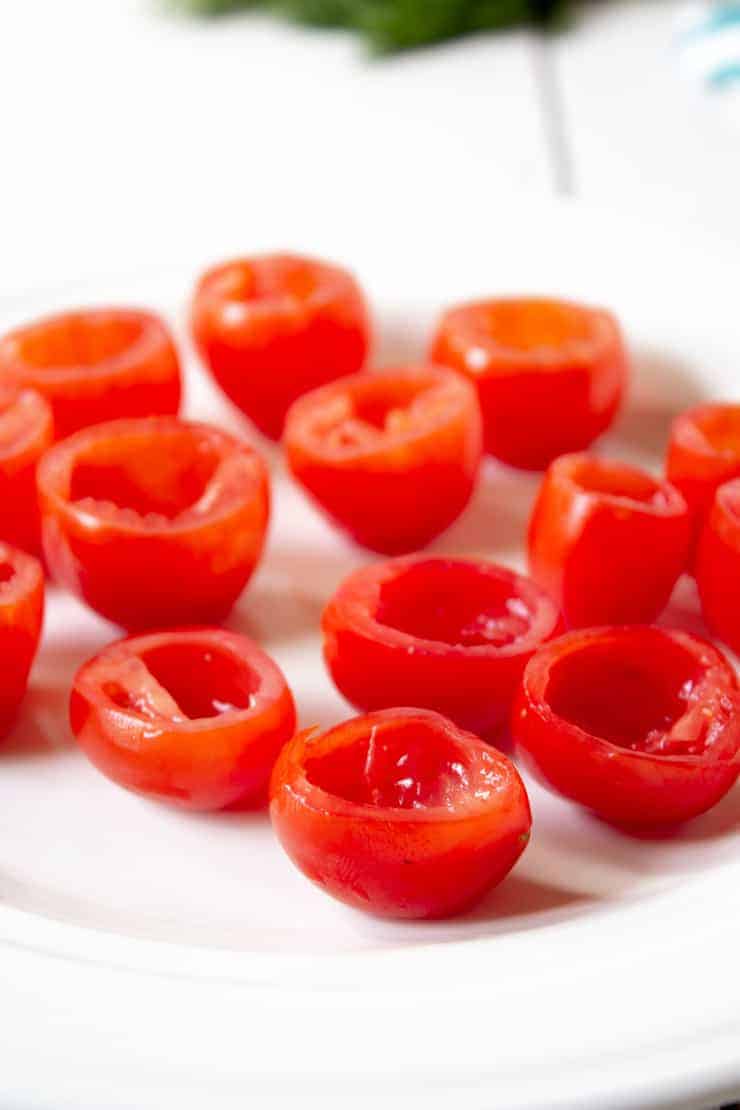 Seeded cherry tomatoes.