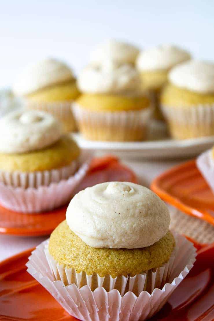 Pumpkin Spice Buttercream Frosting on a cupcake.