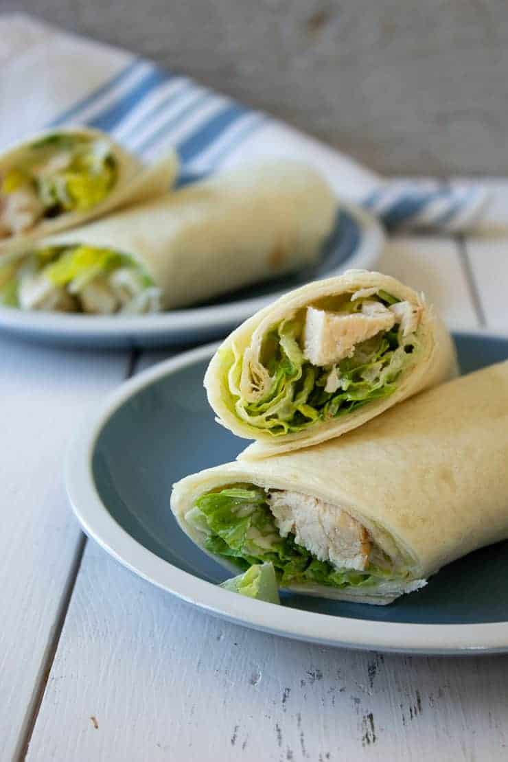 Chicken tortilla wraps on a small plate