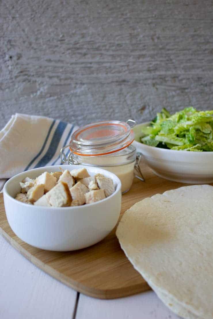 Ingredients for Chicken Caesar Wraps