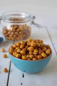 Roasted chickpeas in a small bowl