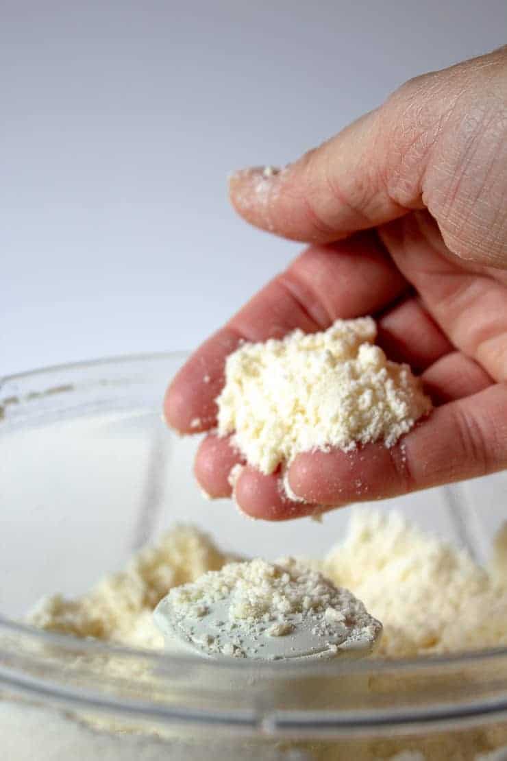 A handful of a flour mixture.