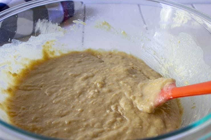 Smooth cake batter in a bowl.