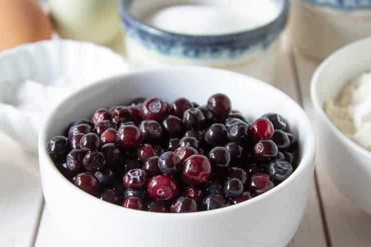 A bowlful of fresh huckleberries.