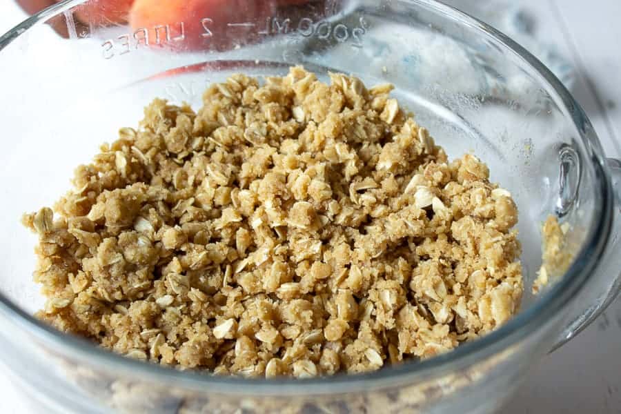 Oats mixed together in a bowl.