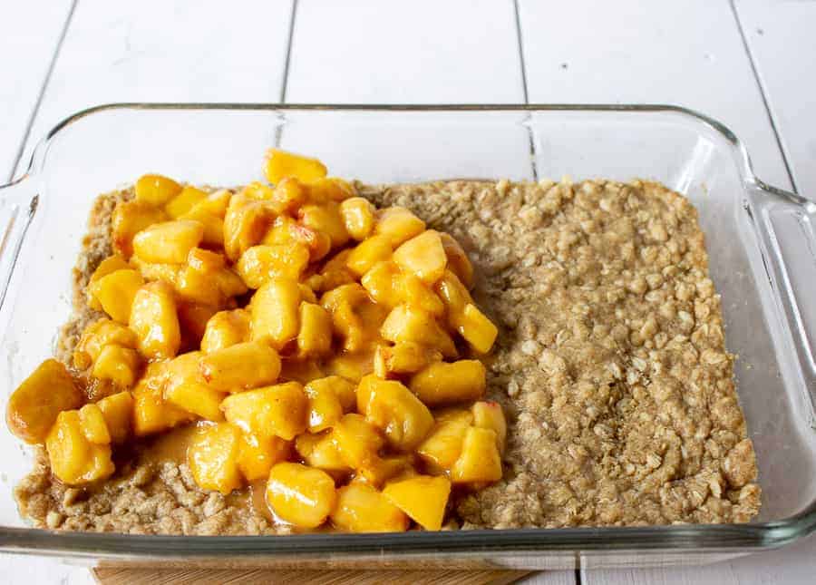 Peaches on an oatmeal crust.