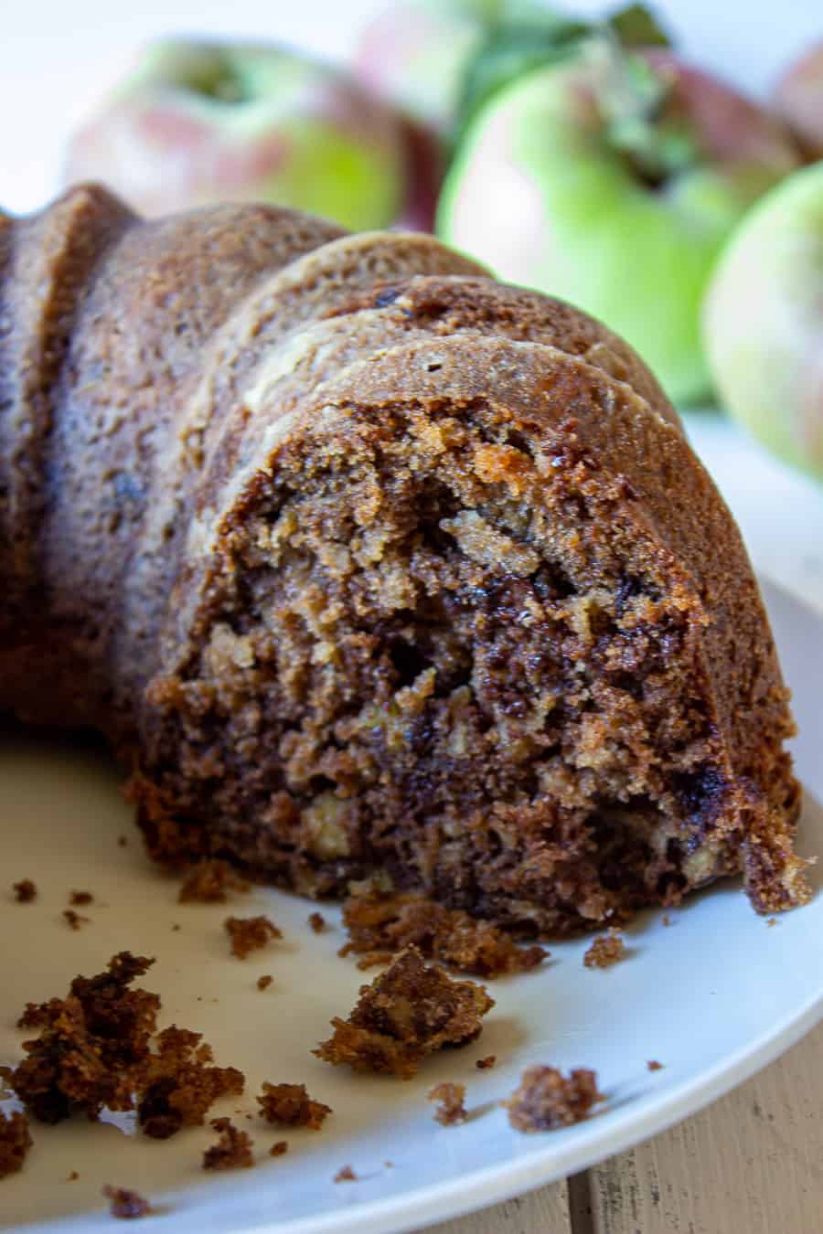 A bundt cake sliced.