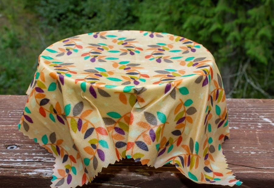 DIY beeswax wrap covering a bowl.