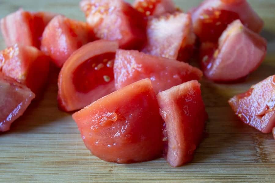 Peeled and chopped tomatoes.