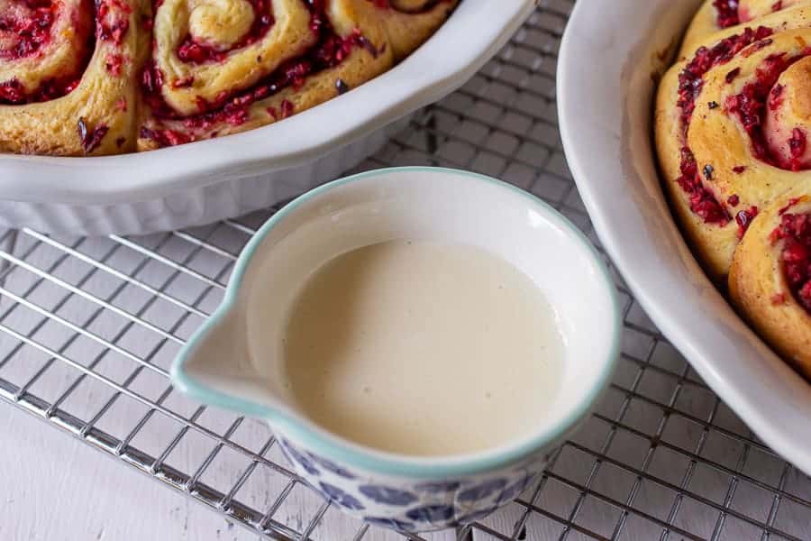 Orange glaze in a small cup. 