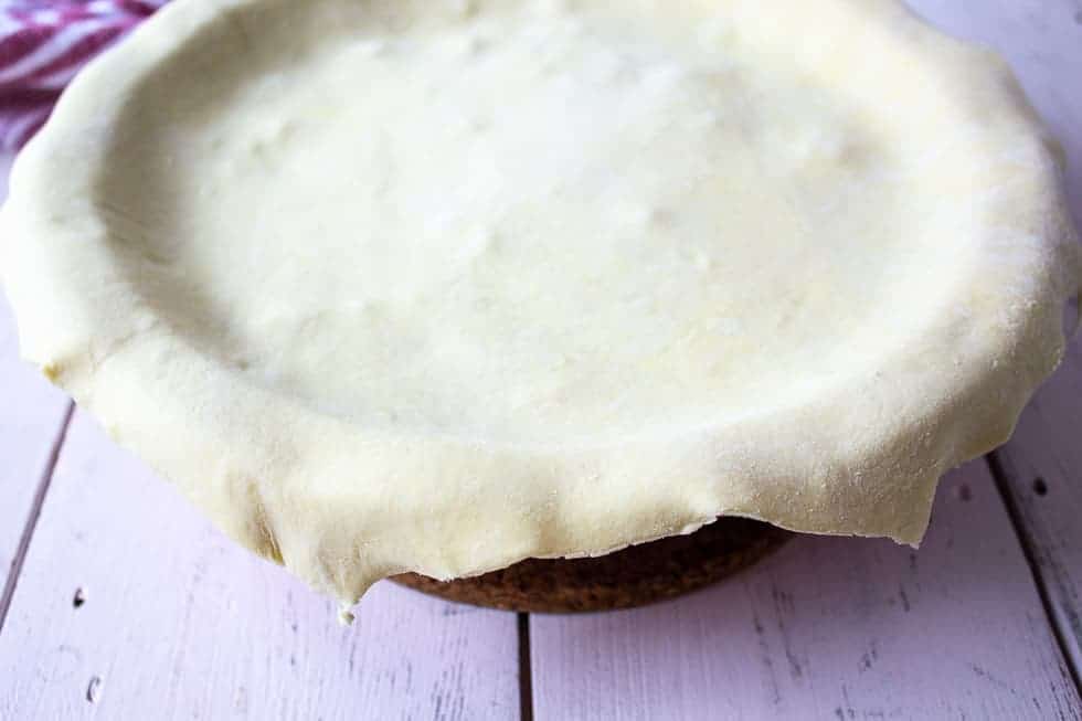 Puff pastry on top of of pie plate.