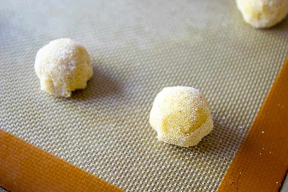 cookie dough on a baking sheet.