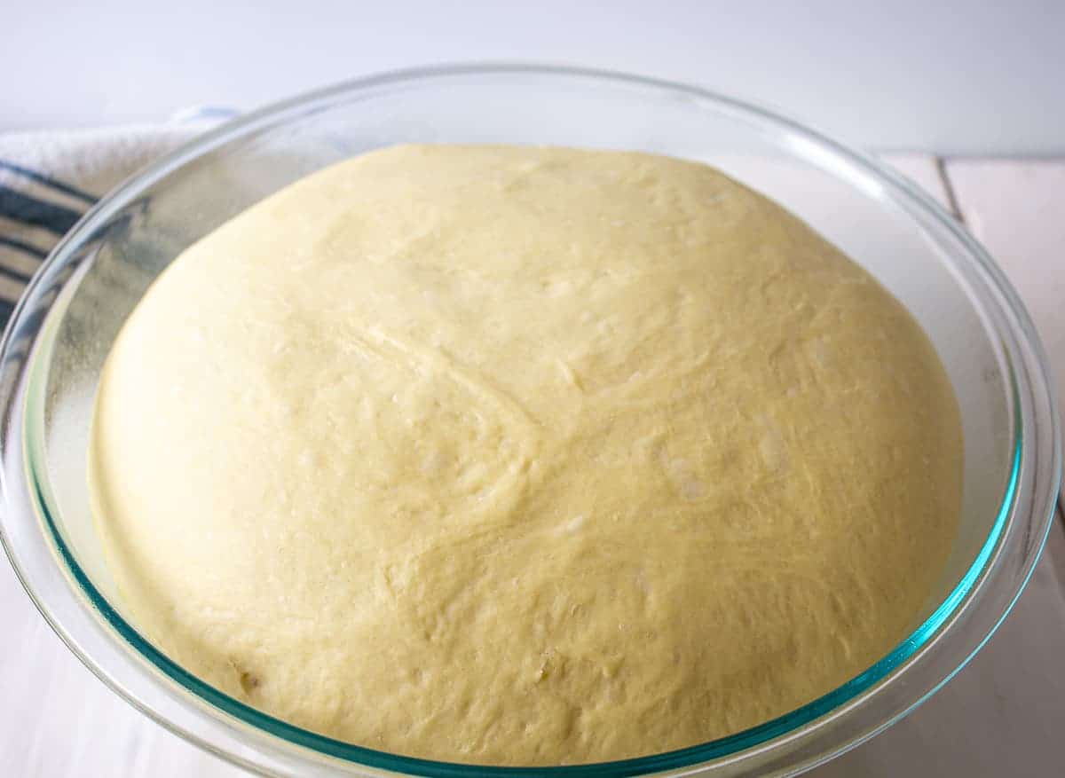 Bread dough doubled in size.