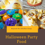 Four pictures featuring different Halloween foods.