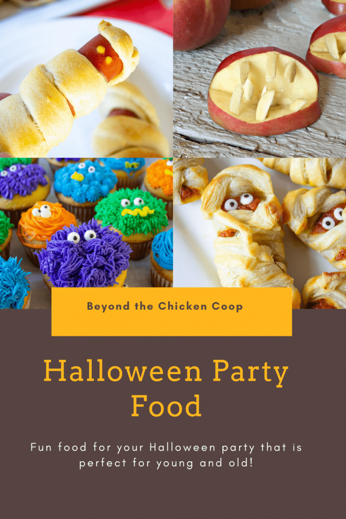 Four pictures featuring different Halloween foods.