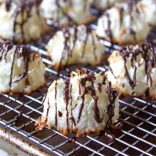 Coconut Macaroons with a Chocolate Drizzle - Beyond The Chicken Coop