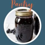 Blackberry jam in a canning jar.