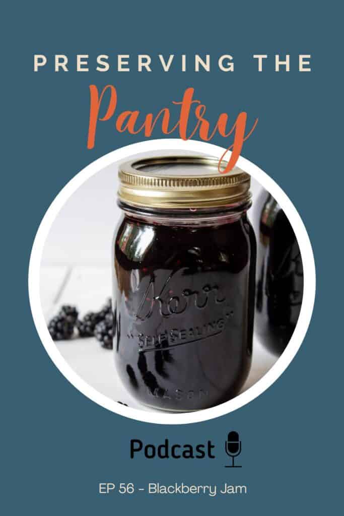 Blackberry jam in a canning jar.