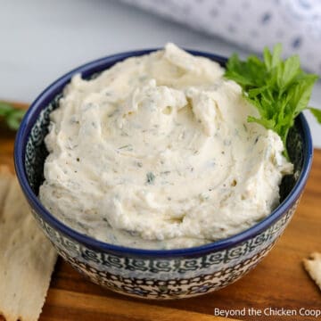A bowl filled with a creamy spread.