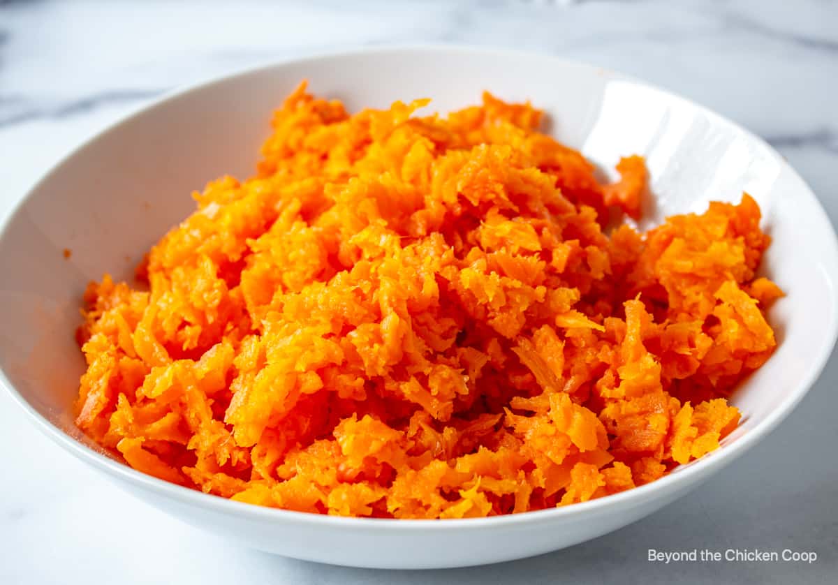 A bowlful of mashed carrots.