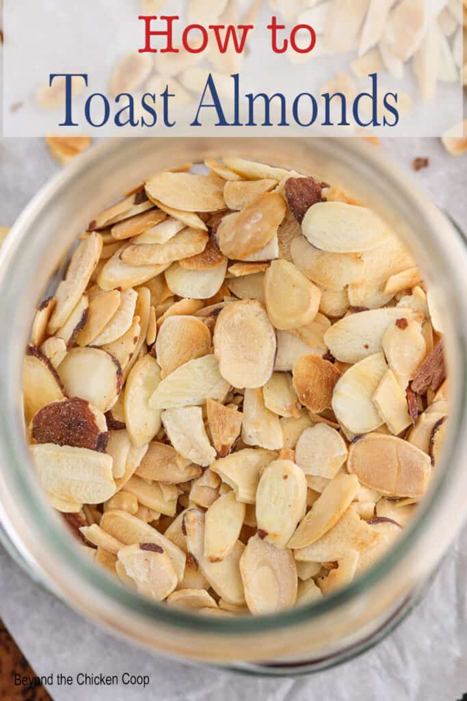 Sliced almonds in a jar.