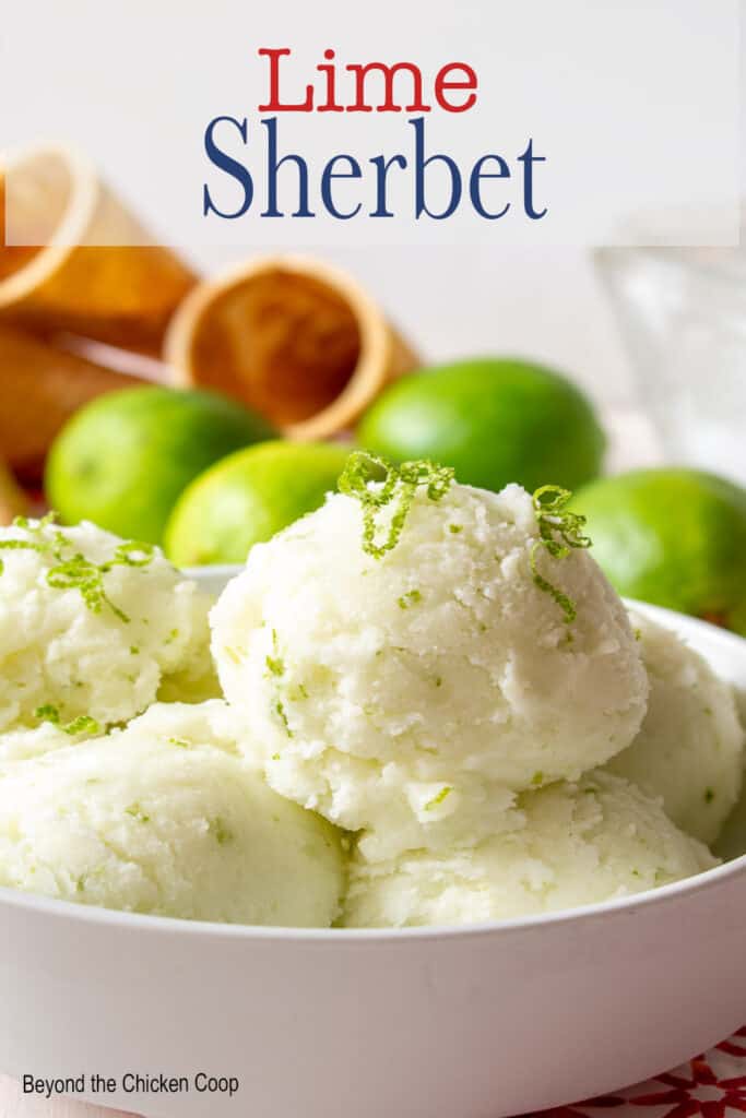 Scoops of lime ice cream in a bowl.
