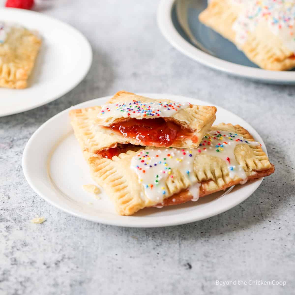 Pop tart filled with strawberry jam. 