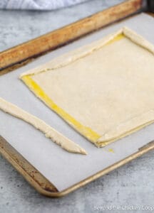 Puff pastry cut into a square. 