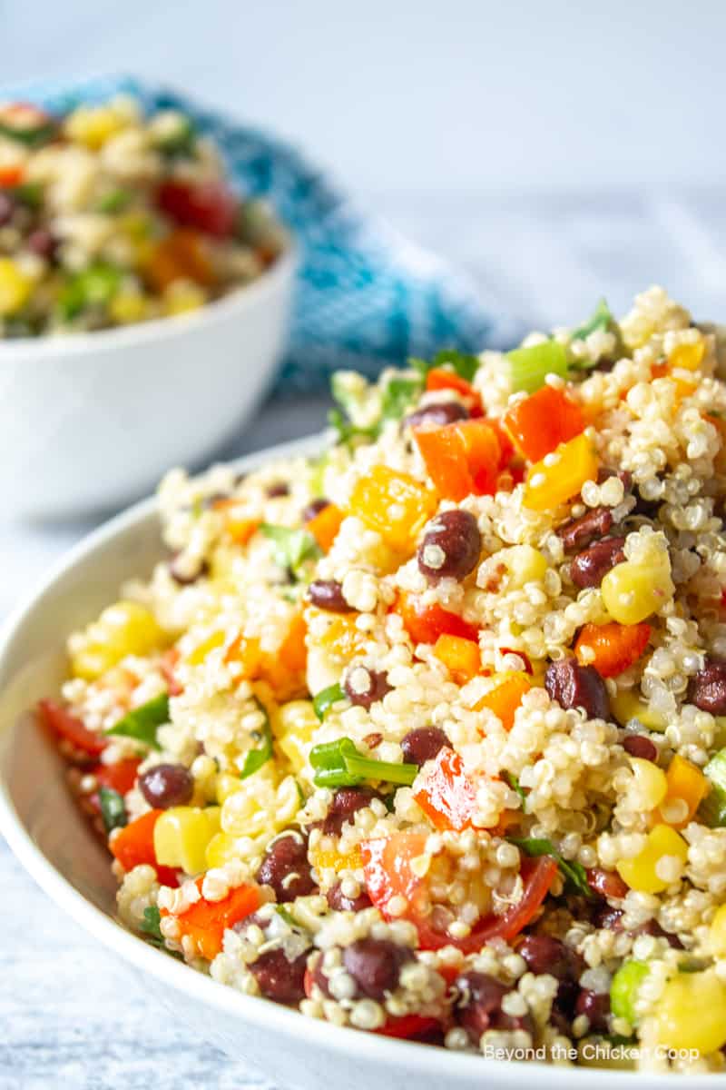 Quinoa salad with black beans and tomatoes.