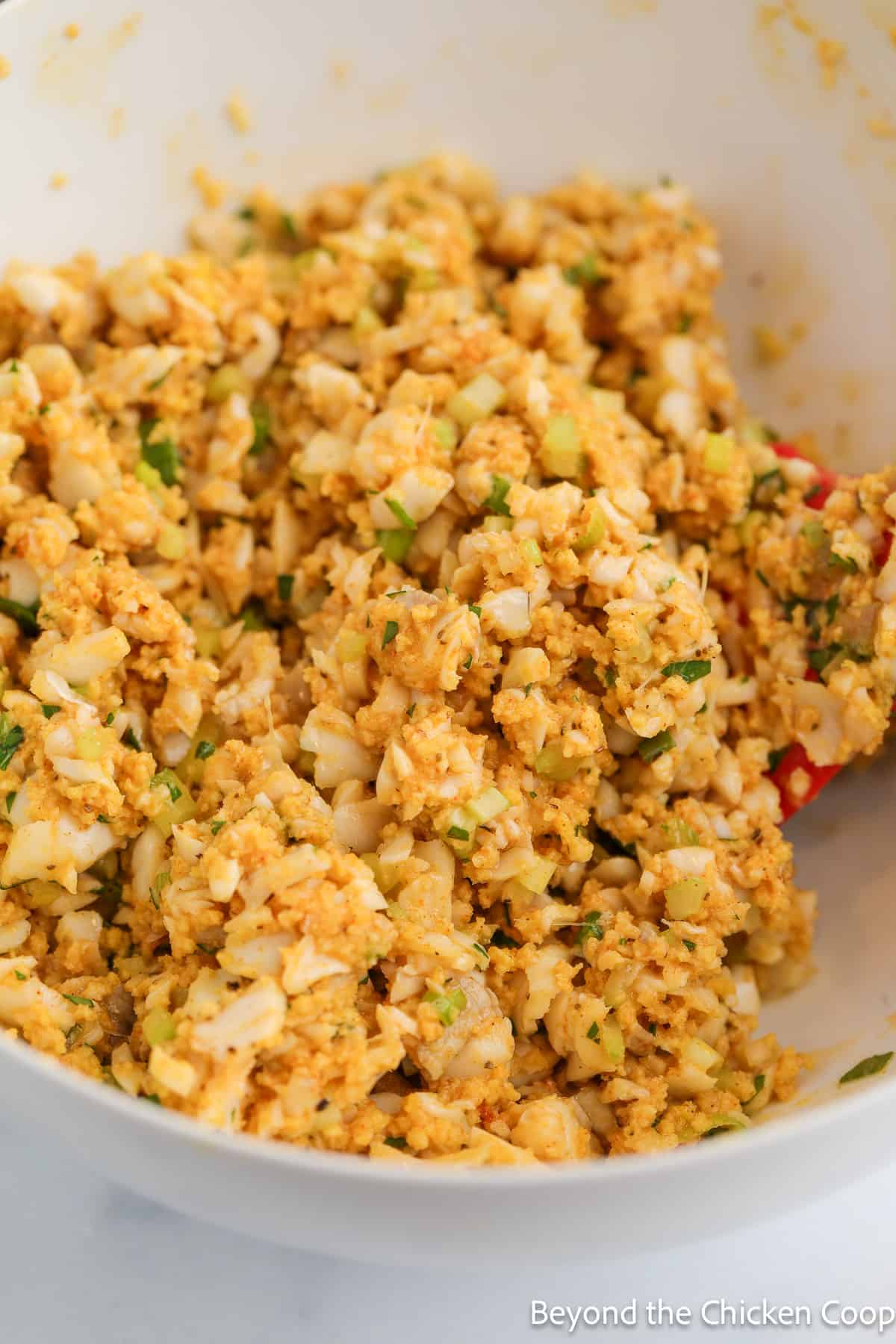 Fish cake batter in a bowl.