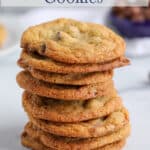 A stack of cookies on a marble counter.