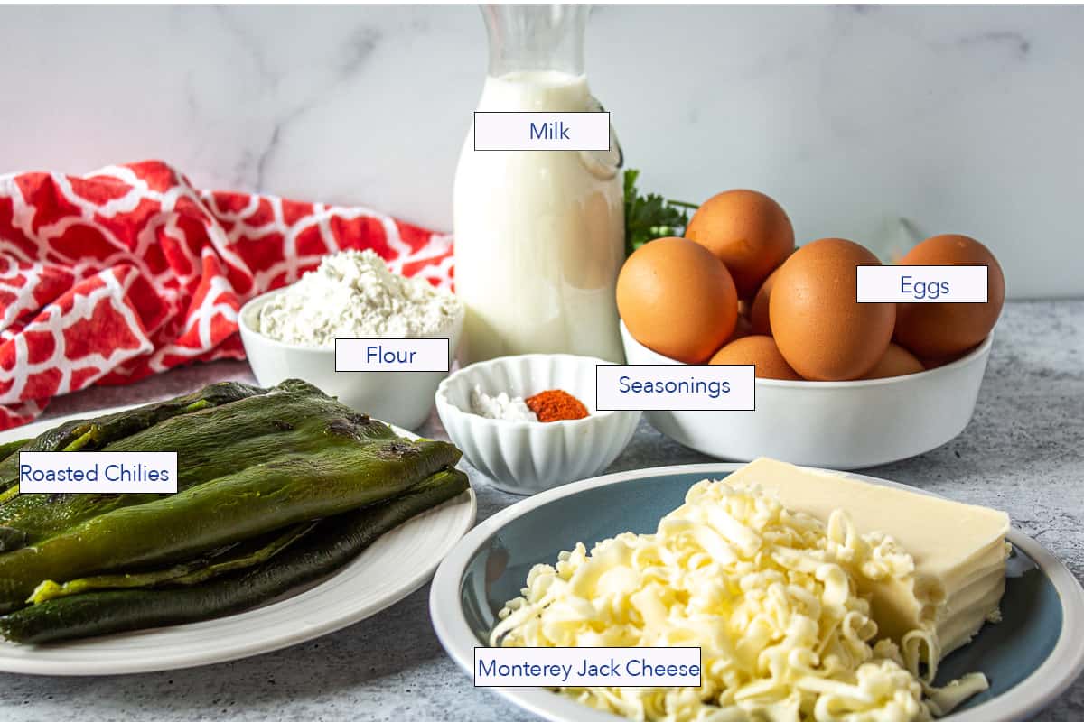 A display of ingredients used for making an egg casserole.