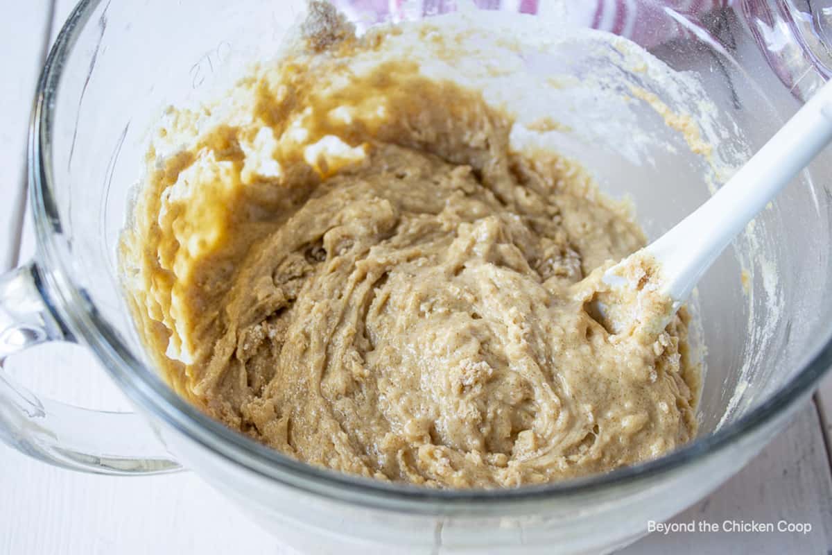 Muffin batter in a bowl.