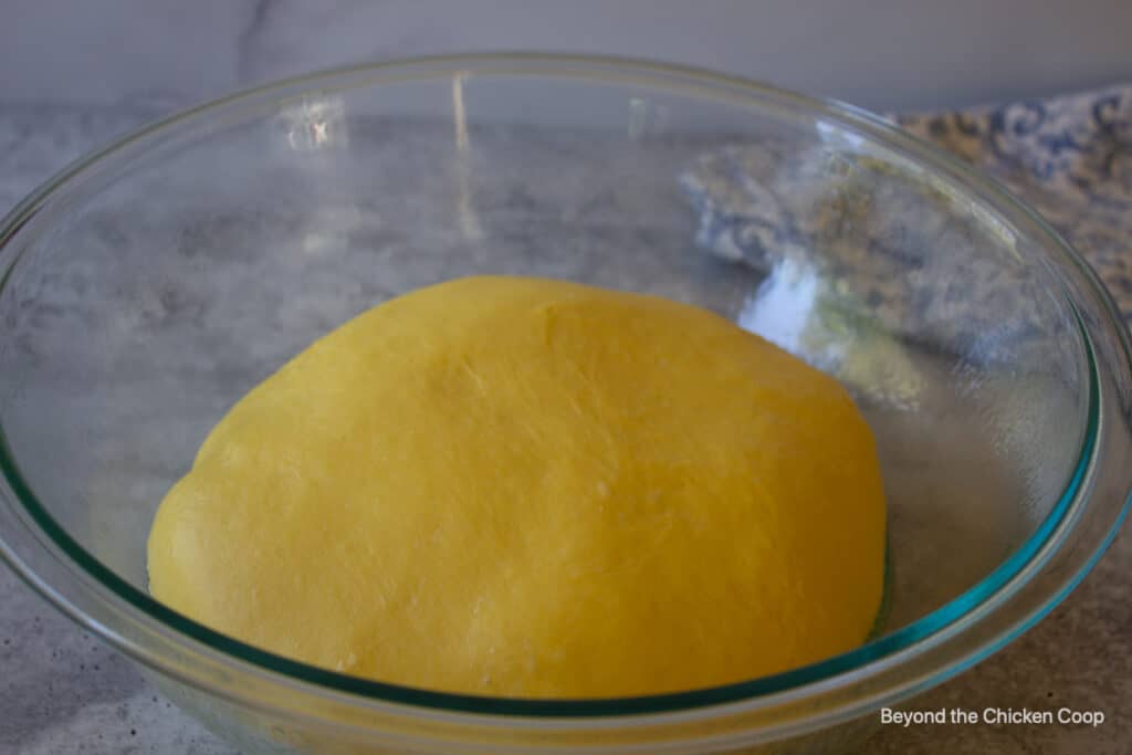 Yeast dough that has had time to rise.