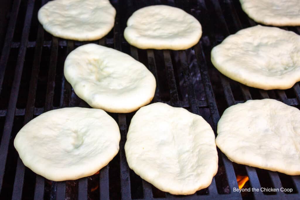 Flatbread on a gas grill.