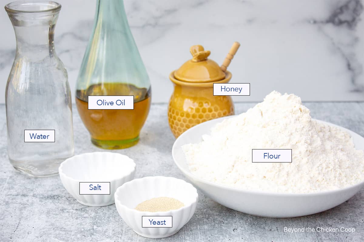 Ingredients for making bread.