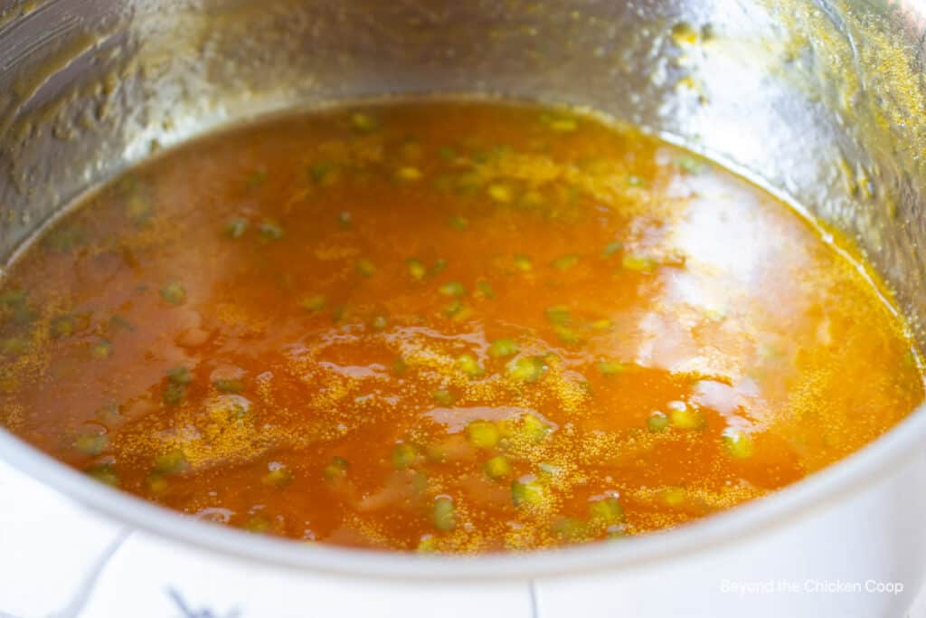 Apricot jam with finely chopped jalapenos.