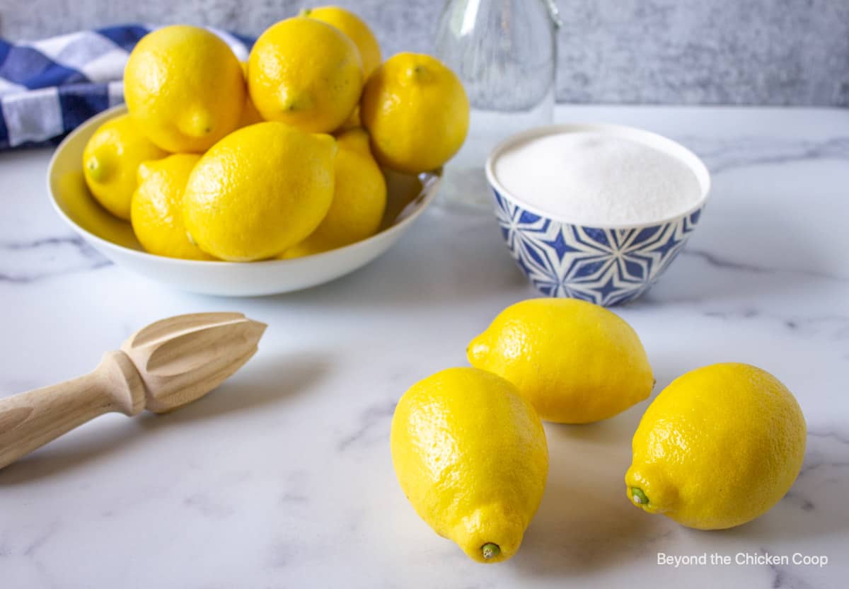 Fresh lemons on a counter.