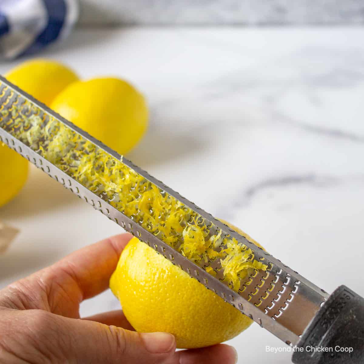 Zesting a lemon.