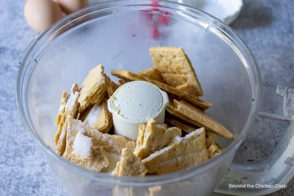 Graham crackers in a food processor.