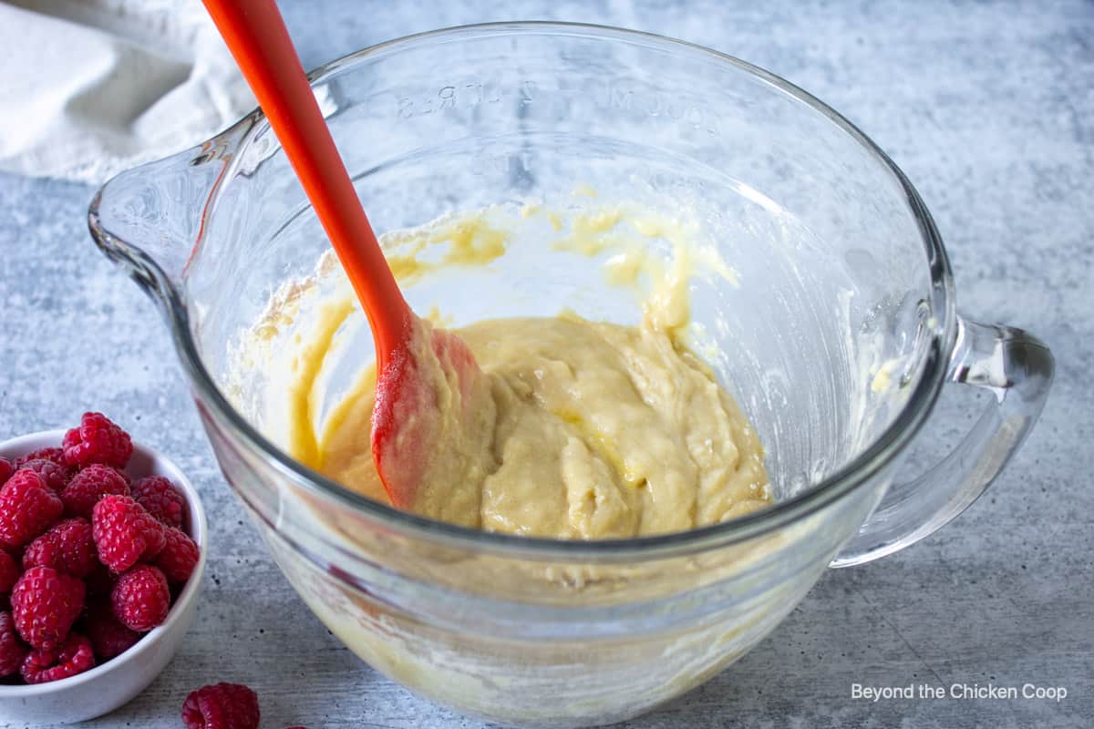 Donut batter in a bowl.