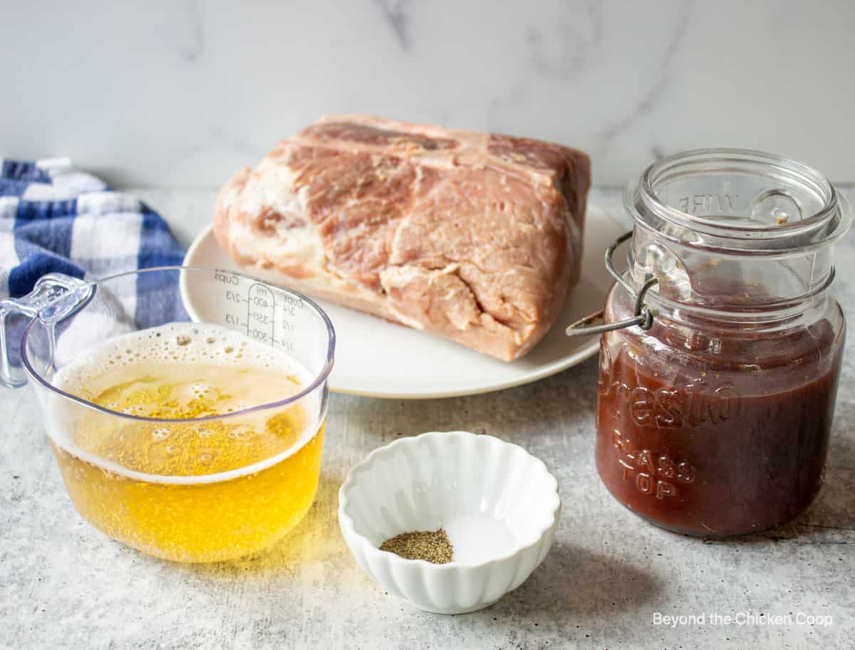 Ingredients for making pulled pork.