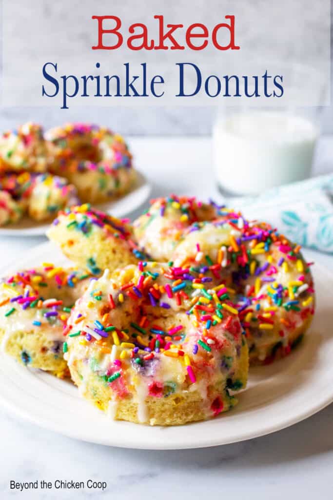Donuts with colorful sprinkles.