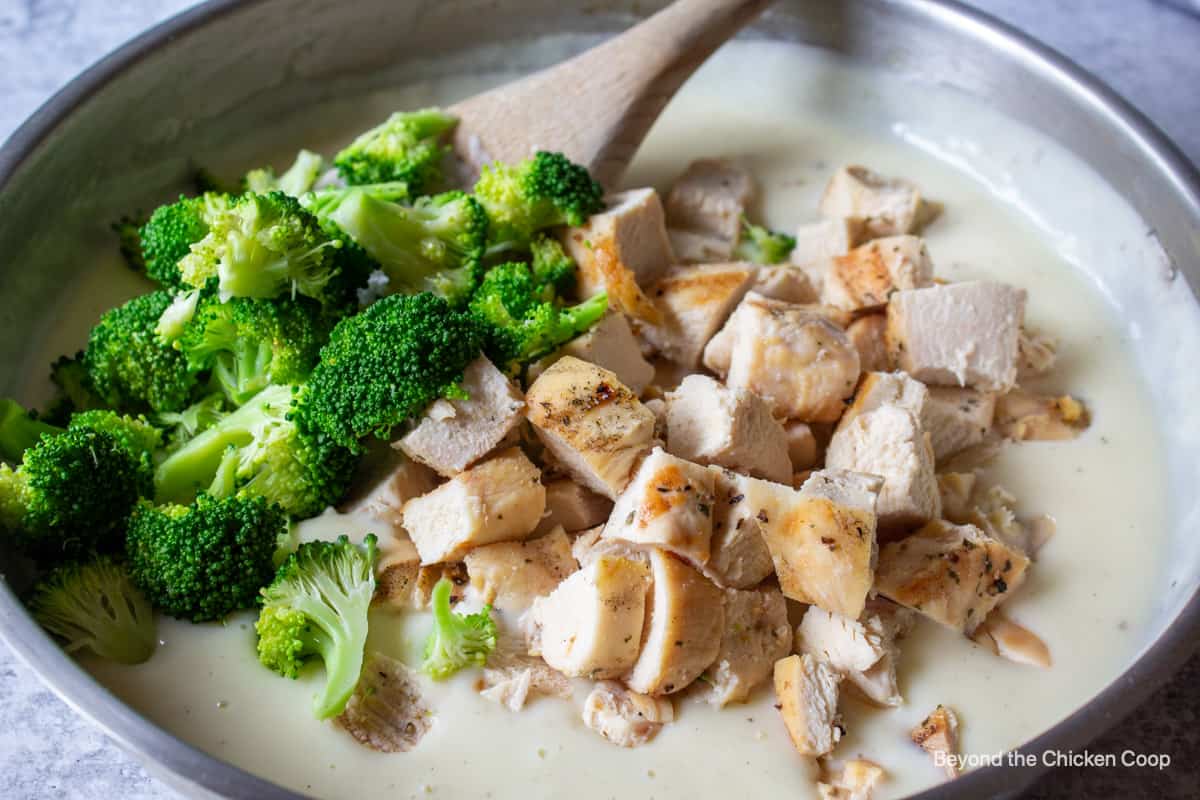 Broccoli and Chicken in a sauce.