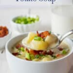A spoonful of potato soup.