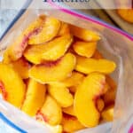 A bag filled with sliced peaches.