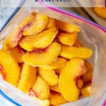 A bag filled with sliced peaches.
