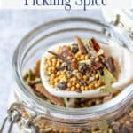 Spices in a glass jar with a white measuring spoon.